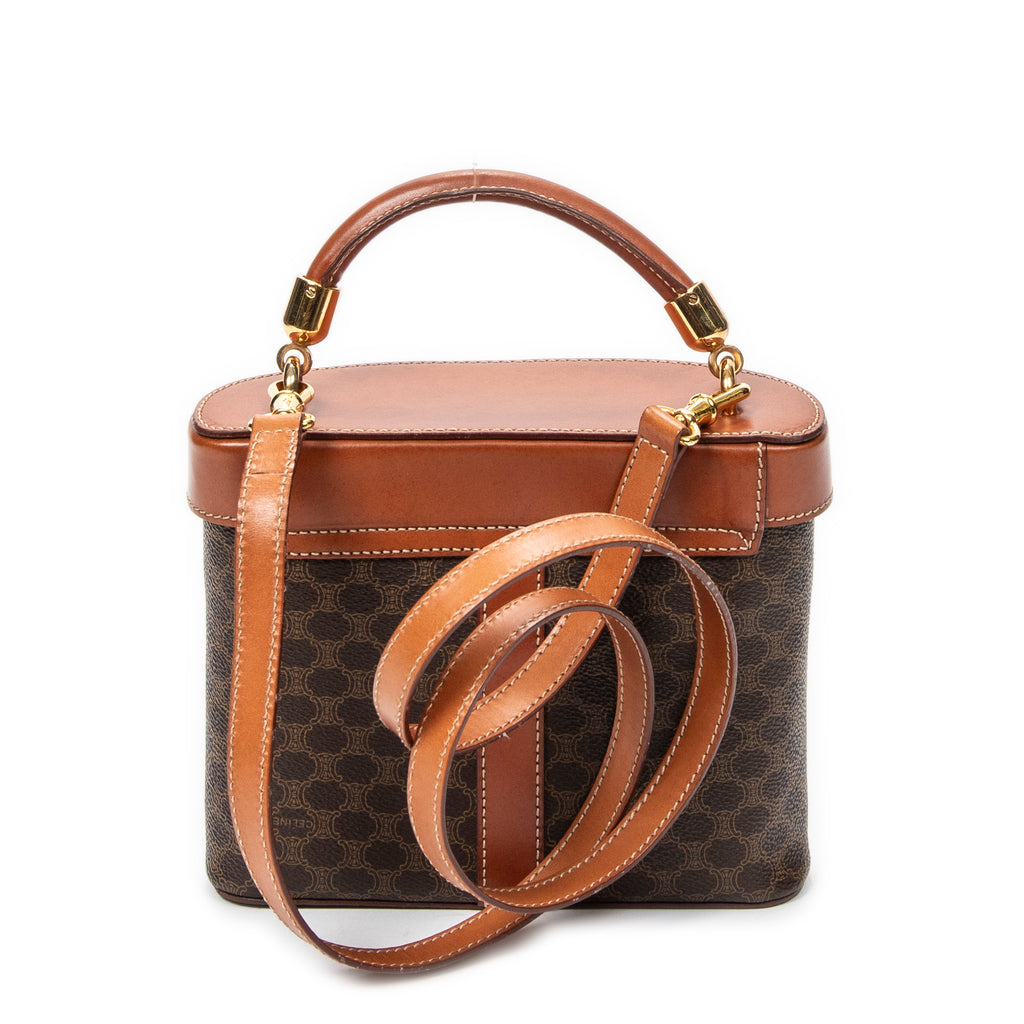 Handbag Macadam Top Handle Vanity Brown Macadam Coated Canvas