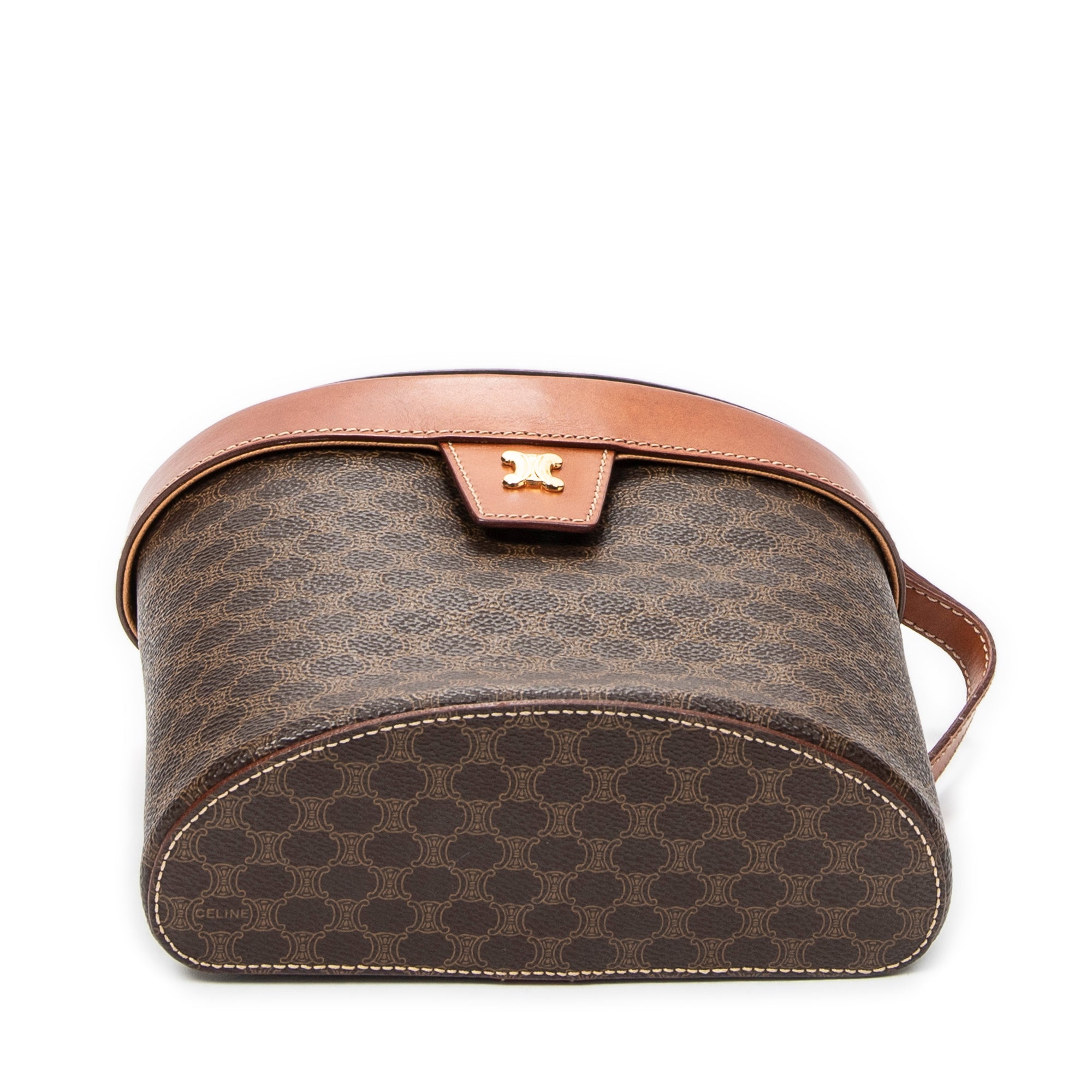 Handbag Macadam Top Handle Vanity Brown Macadam Coated Canvas