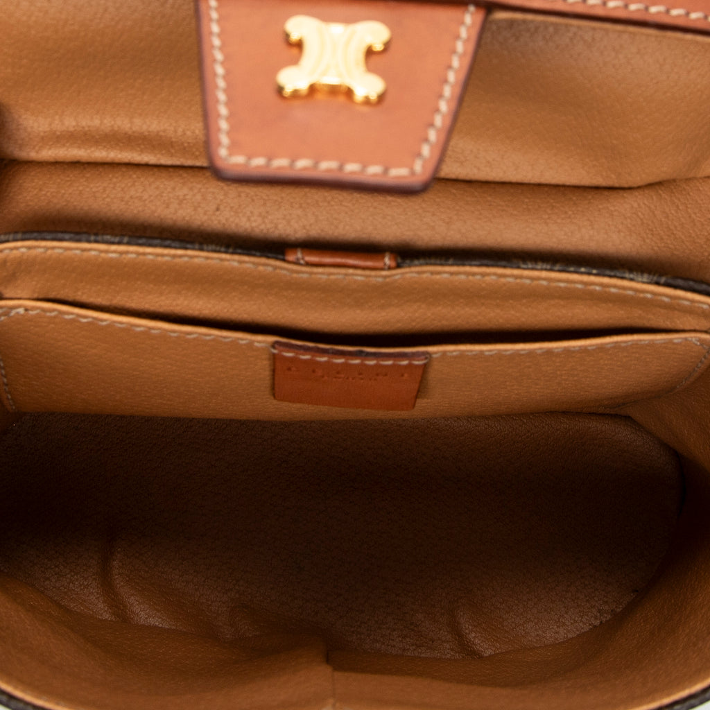 Handbag Macadam Top Handle Vanity Brown Macadam Coated Canvas