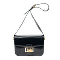 Shoulder Bag Vintage Medium Carriage Flap Navy Calfskin Leather