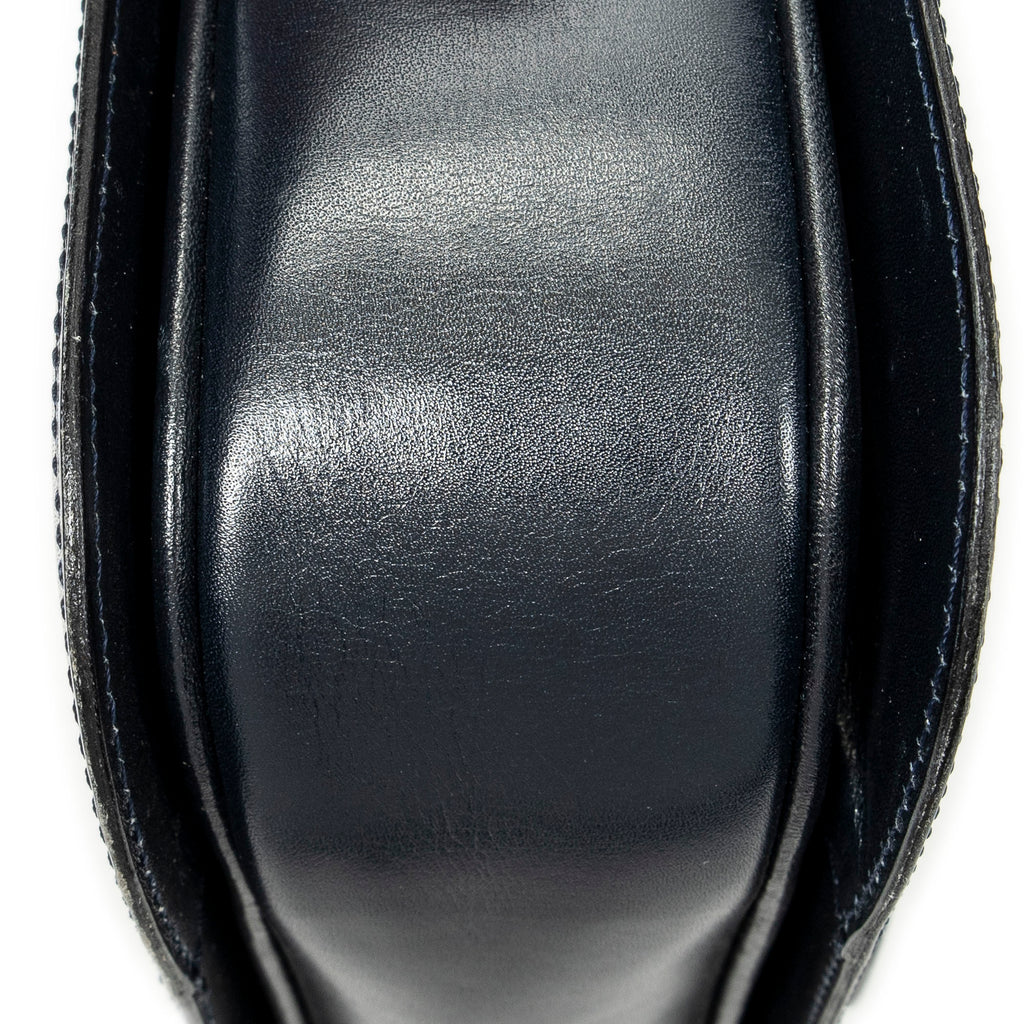 Shoulder Bag Vintage Medium Carriage Flap Navy Calfskin Leather
