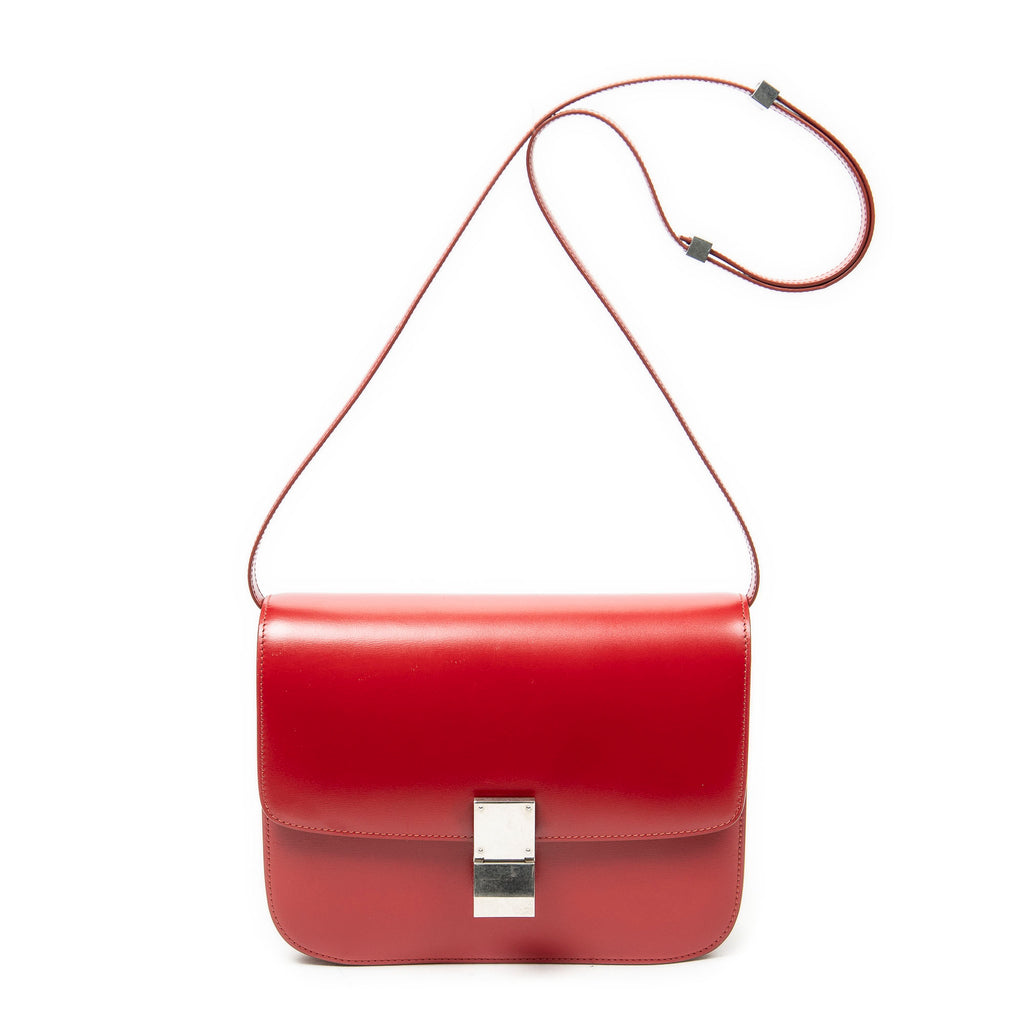 Shoulder Bag Medium Box Bag Red Calfskin Leather