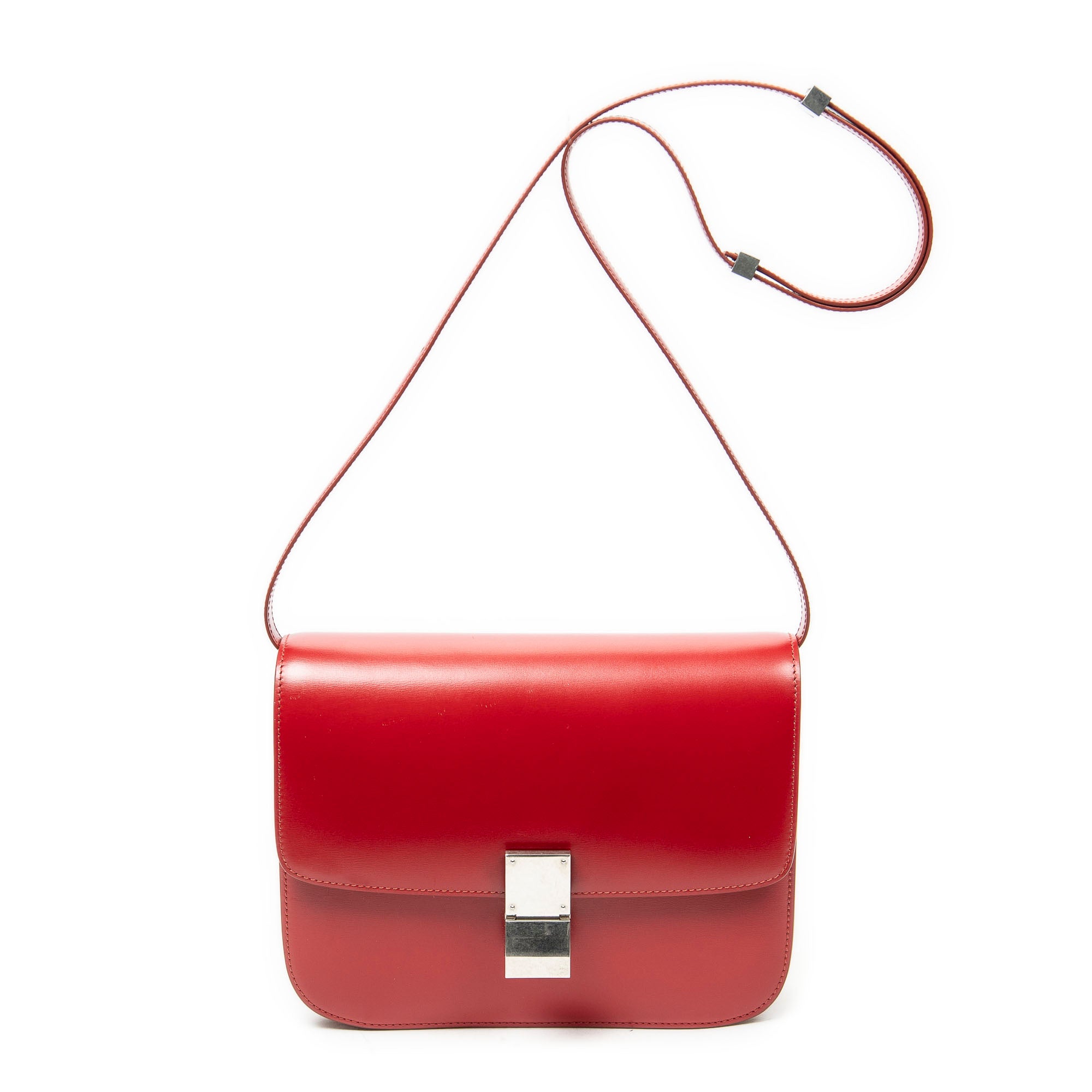 Shoulder Bag Medium Box Bag Red Calfskin Leather