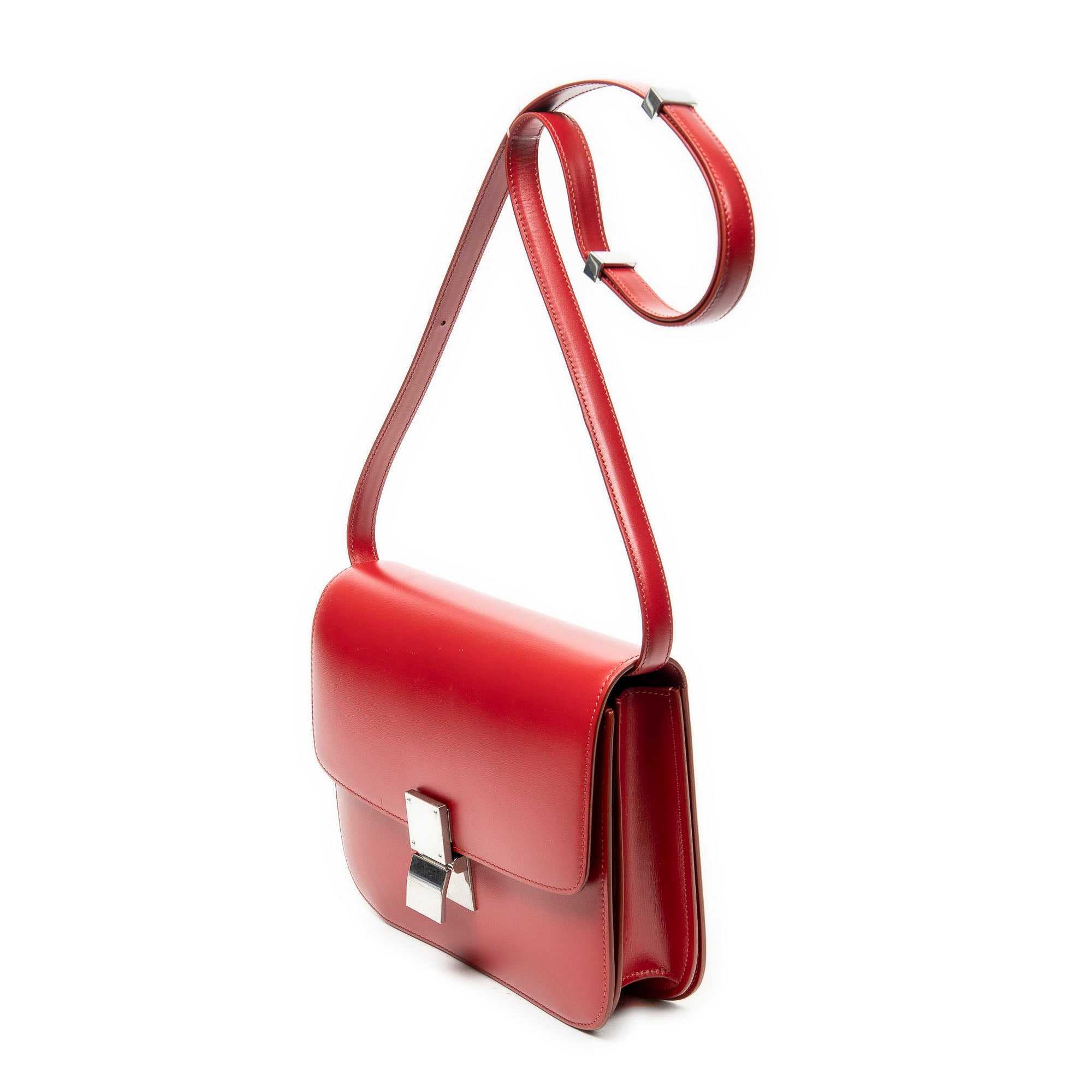Shoulder Bag Medium Box Bag Red Calfskin Leather