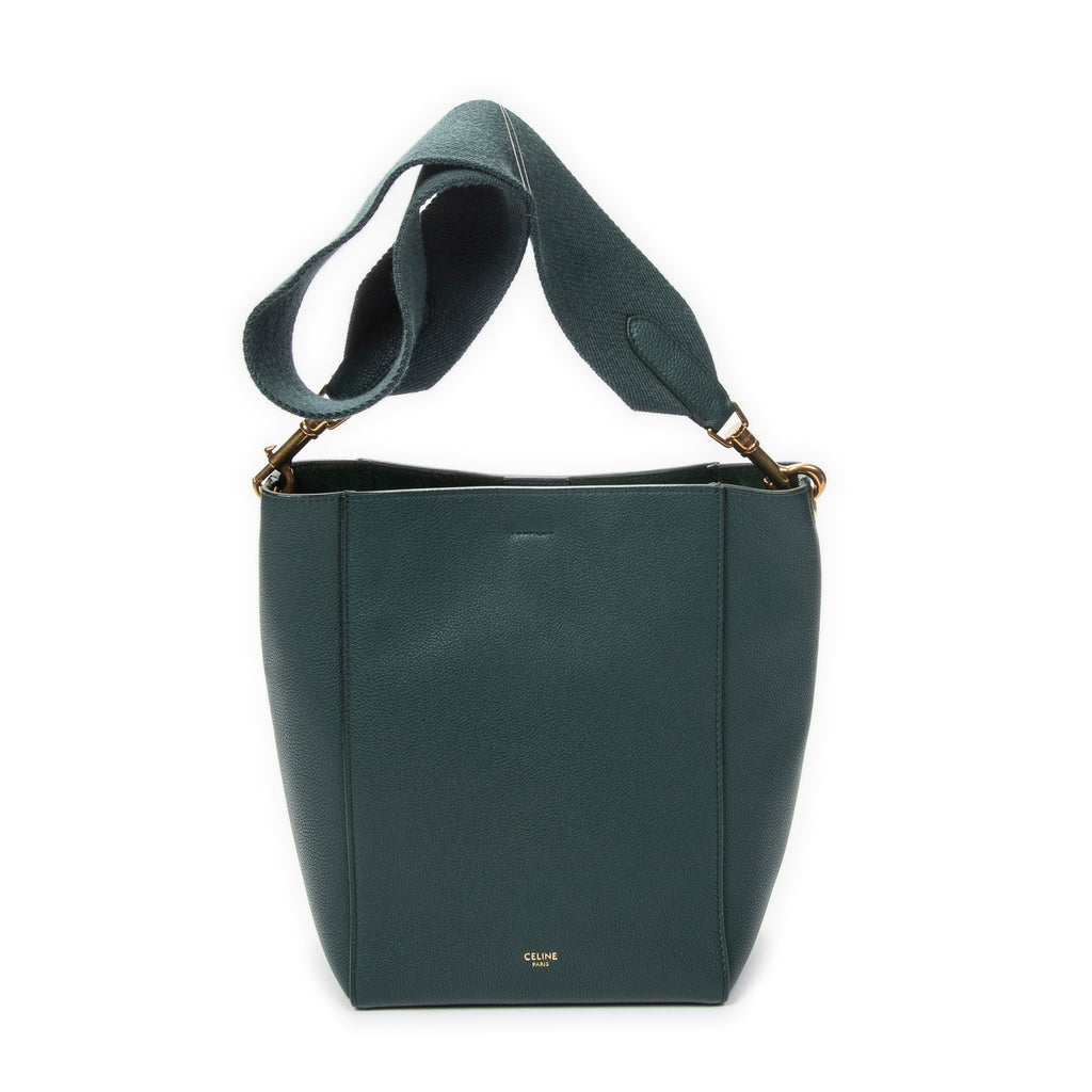 Shoulder Bag Bucket Bag Green Grained Leather