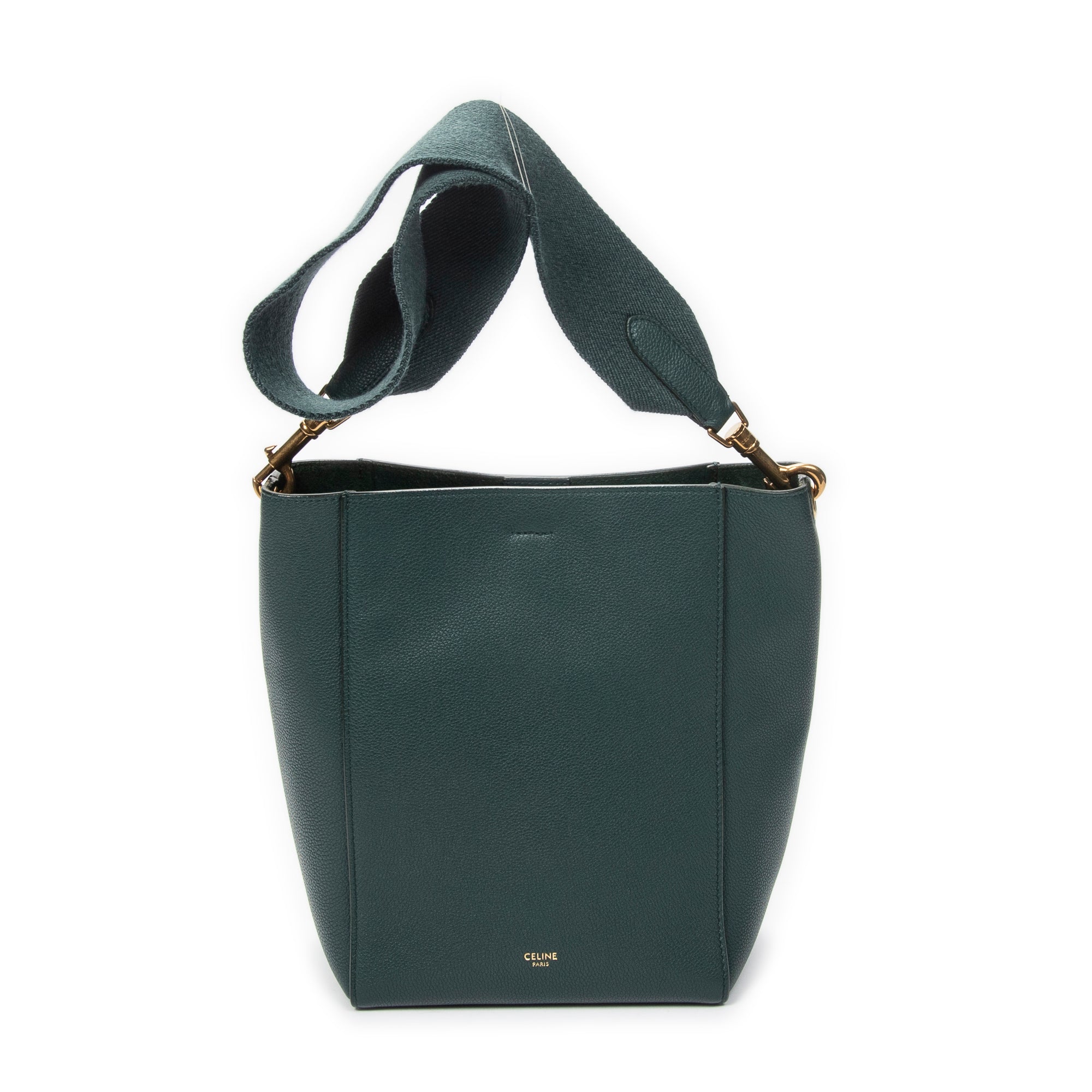 Shoulder Bag Bucket Bag Green Grained Leather