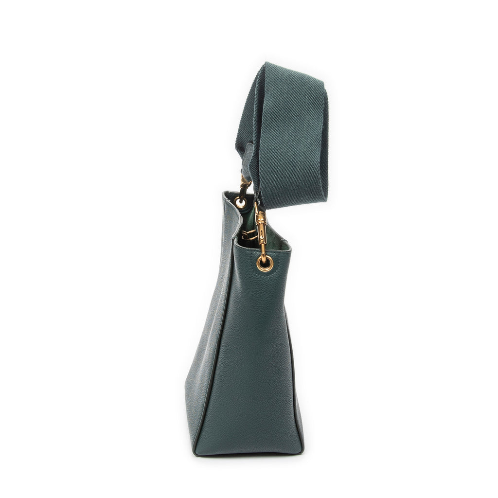 Shoulder Bag Bucket Bag Green Grained Leather