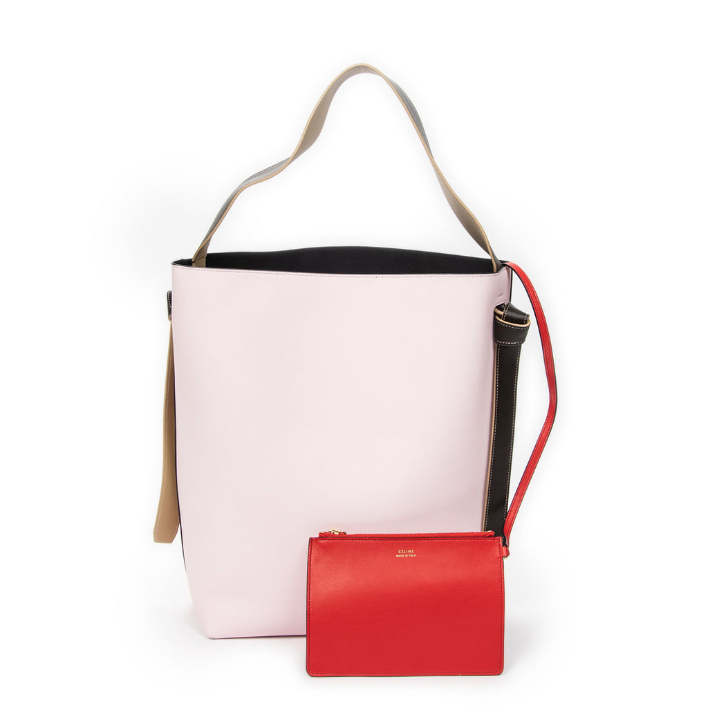 Shoulder Bag Twisted Cabas Red Smooth Leather