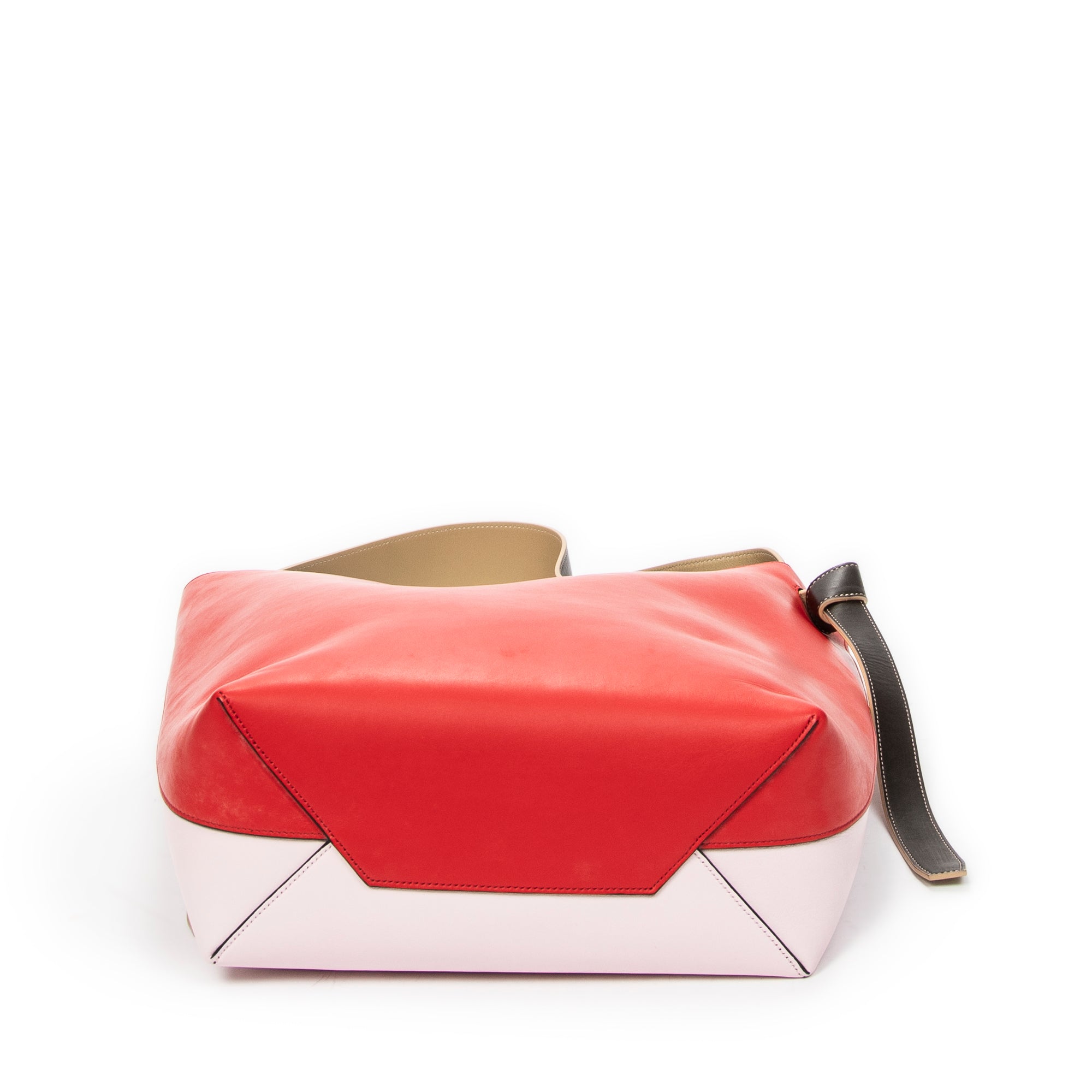 Shoulder Bag Twisted Cabas Red Smooth Leather