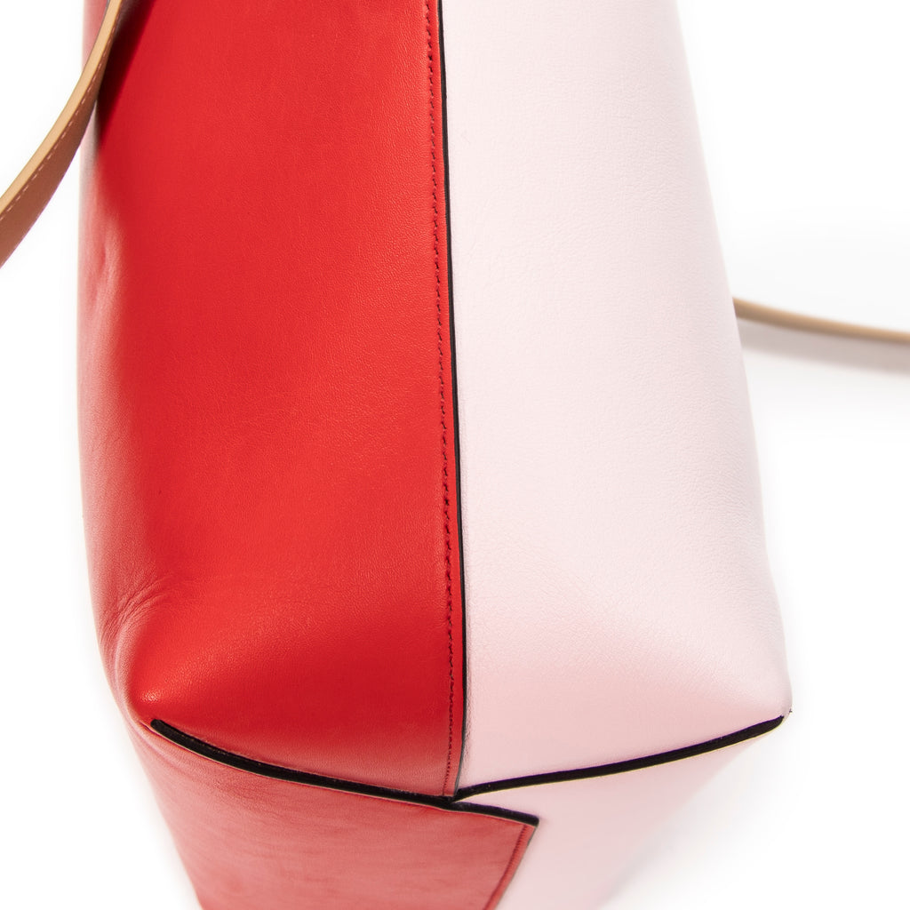 Shoulder Bag Twisted Cabas Red Smooth Leather