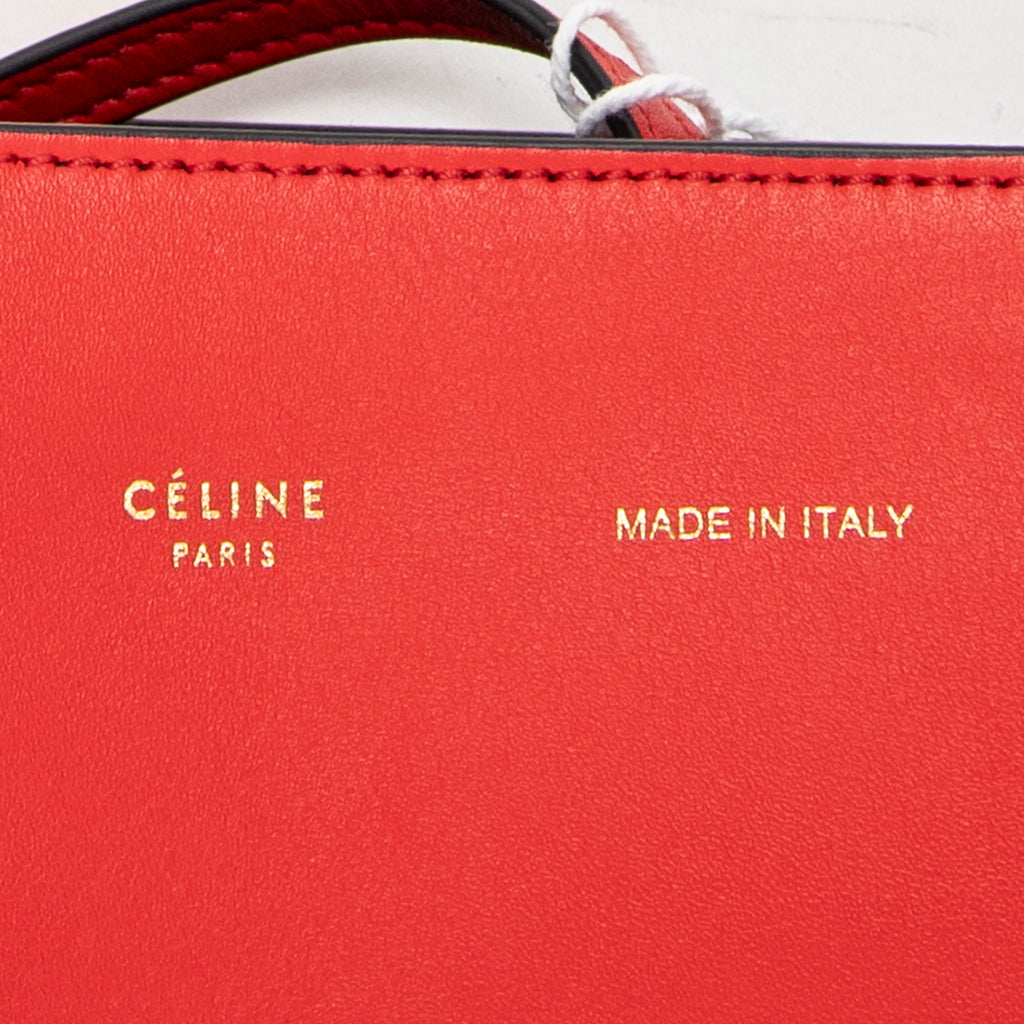 Shoulder Bag Twisted Cabas Red Smooth Leather