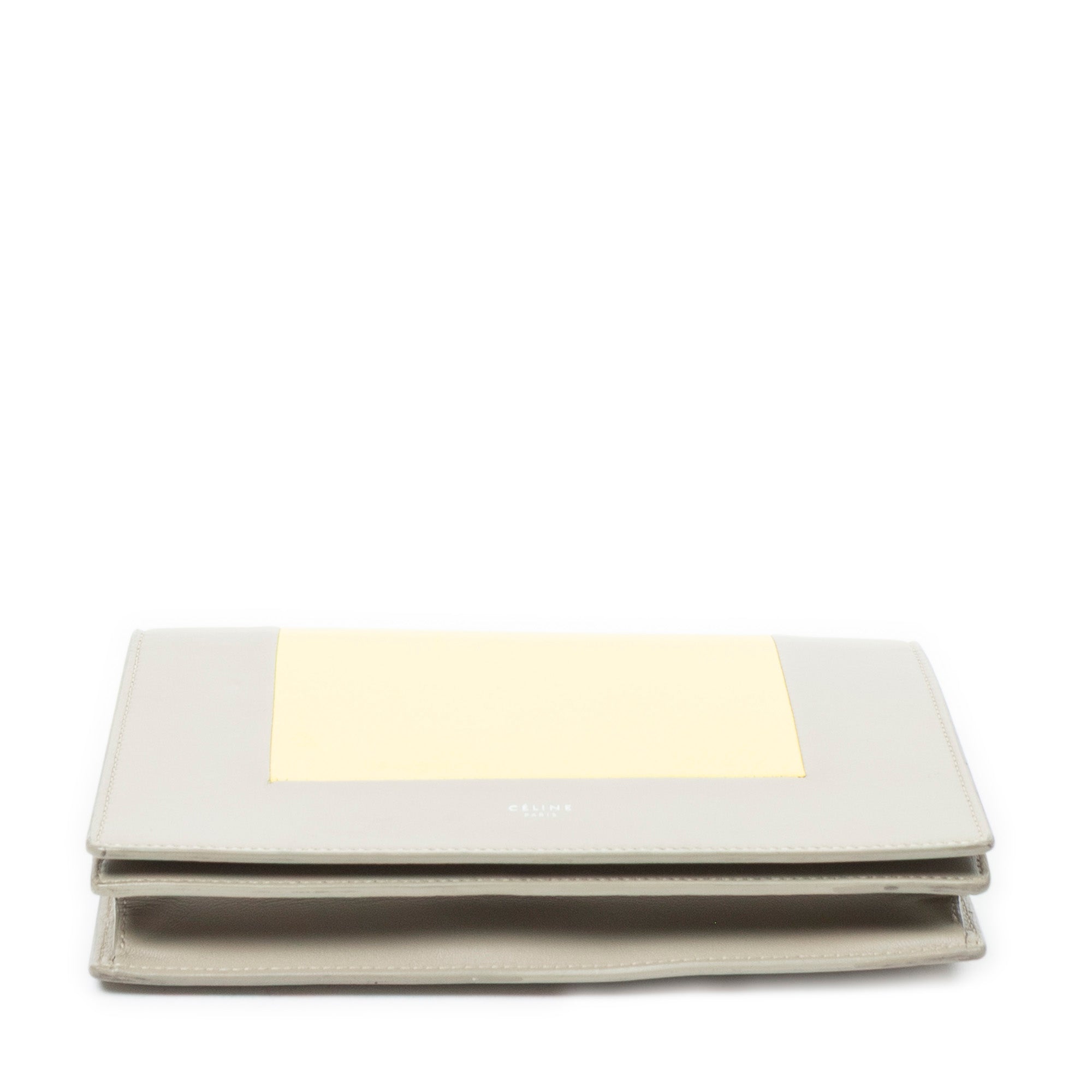 Shoulder Bag Frame Evening Chain Clutch Yellow Calfskin Leather