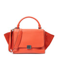 Shoulder Bag Small Trapeze Orange Grained Calfskin Leather