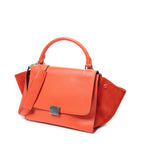 Shoulder Bag Small Trapeze Orange Grained Calfskin Leather