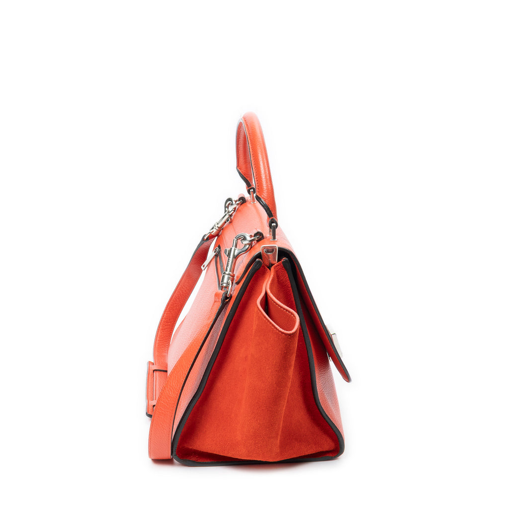 Shoulder Bag Small Trapeze Orange Grained Calfskin Leather