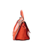 Shoulder Bag Small Trapeze Orange Grained Calfskin Leather