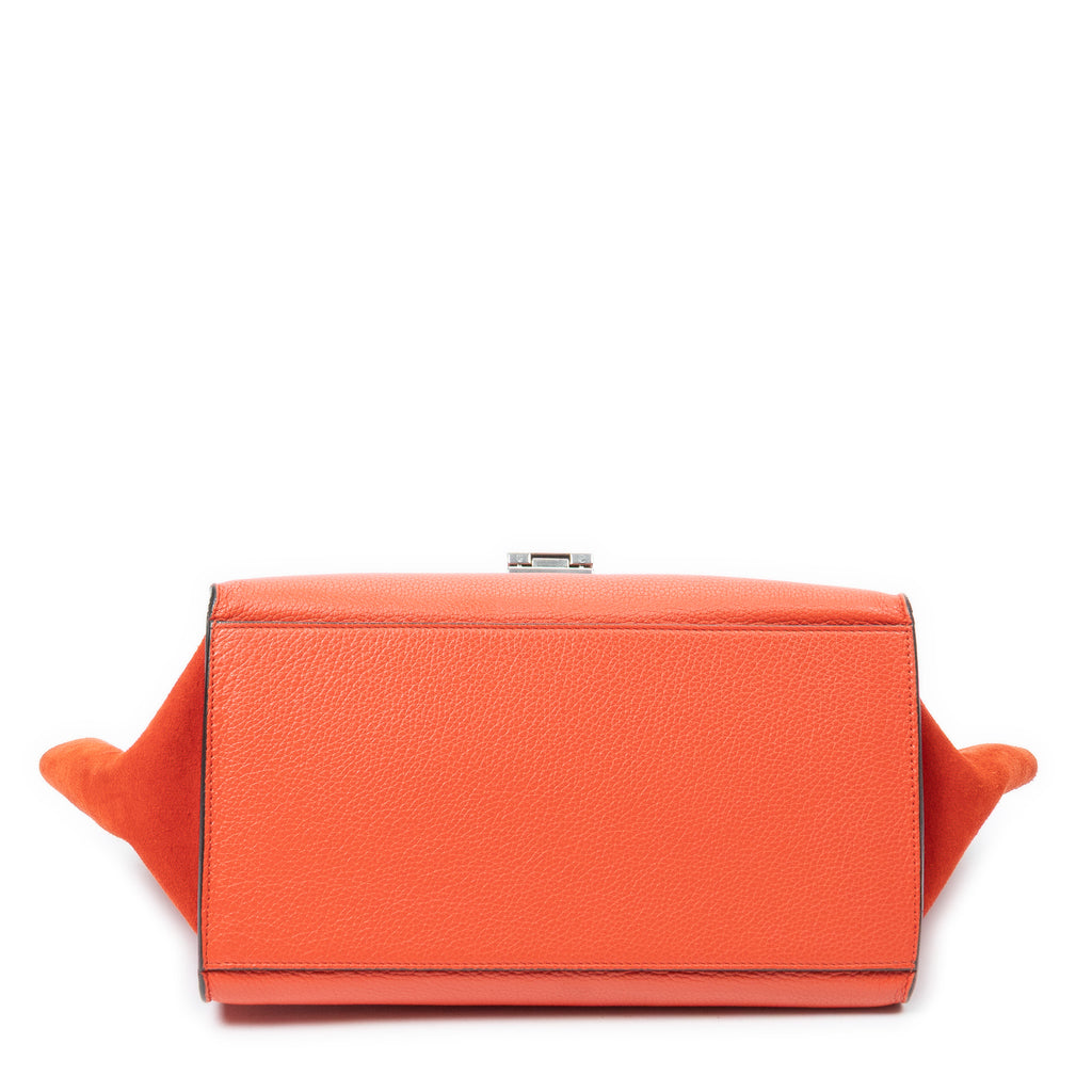 Shoulder Bag Small Trapeze Orange Grained Calfskin Leather