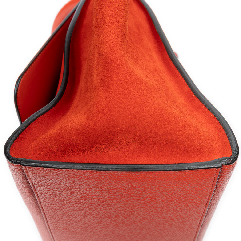 Shoulder Bag Small Trapeze Orange Grained Calfskin Leather