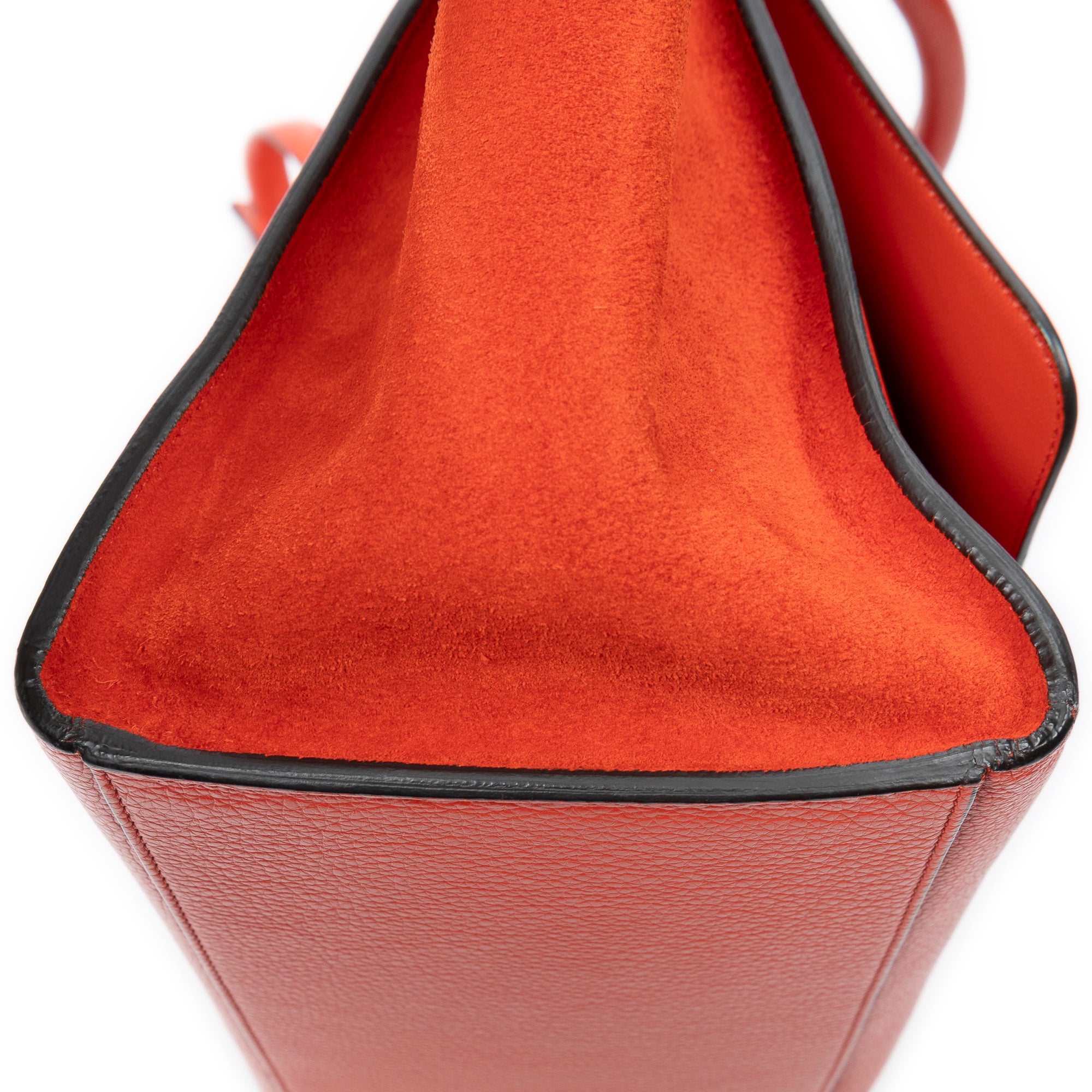 Shoulder Bag Small Trapeze Orange Grained Calfskin Leather
