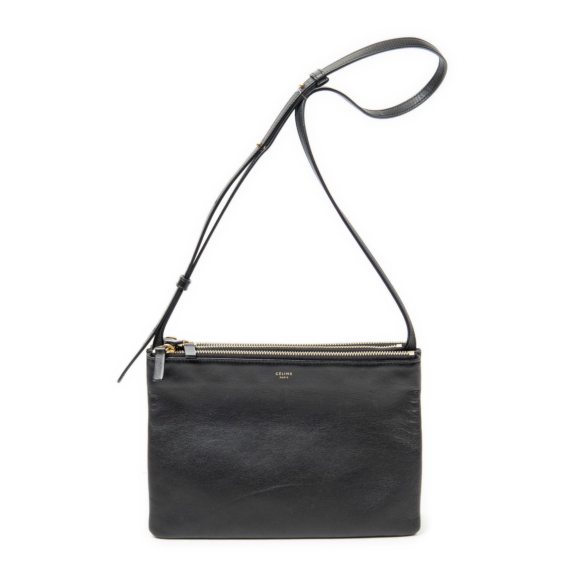Shoulder Bag Large Trio Crossbody Black Calfskin Leather