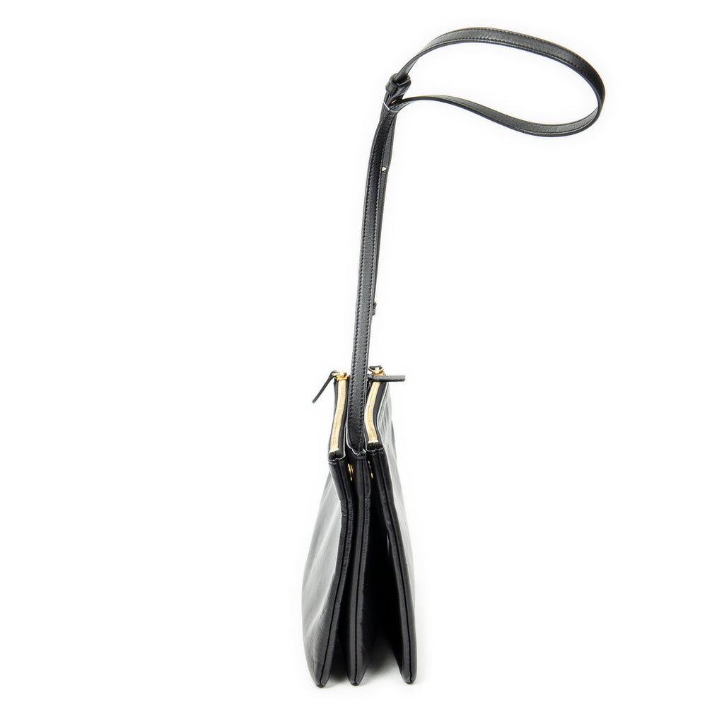 Shoulder Bag Large Trio Crossbody Black Calfskin Leather
