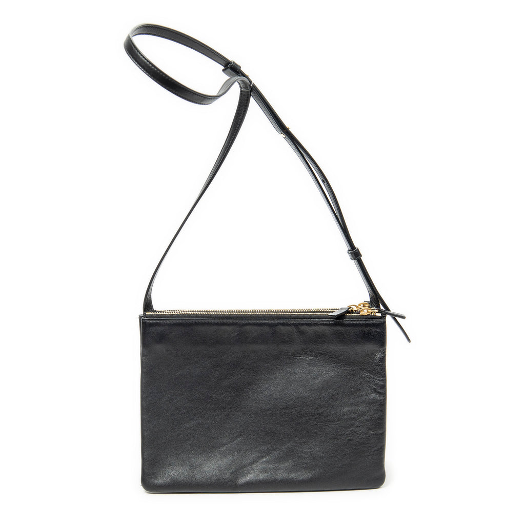 Shoulder Bag Large Trio Crossbody Black Calfskin Leather