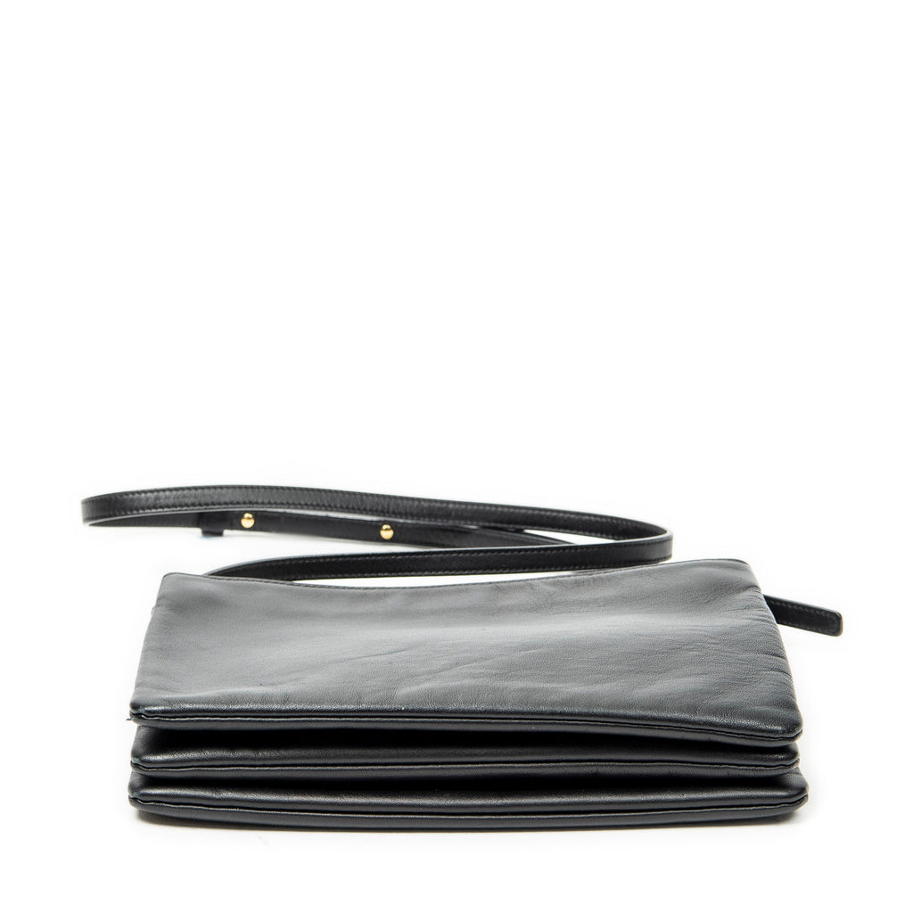 Shoulder Bag Large Trio Crossbody Black Calfskin Leather