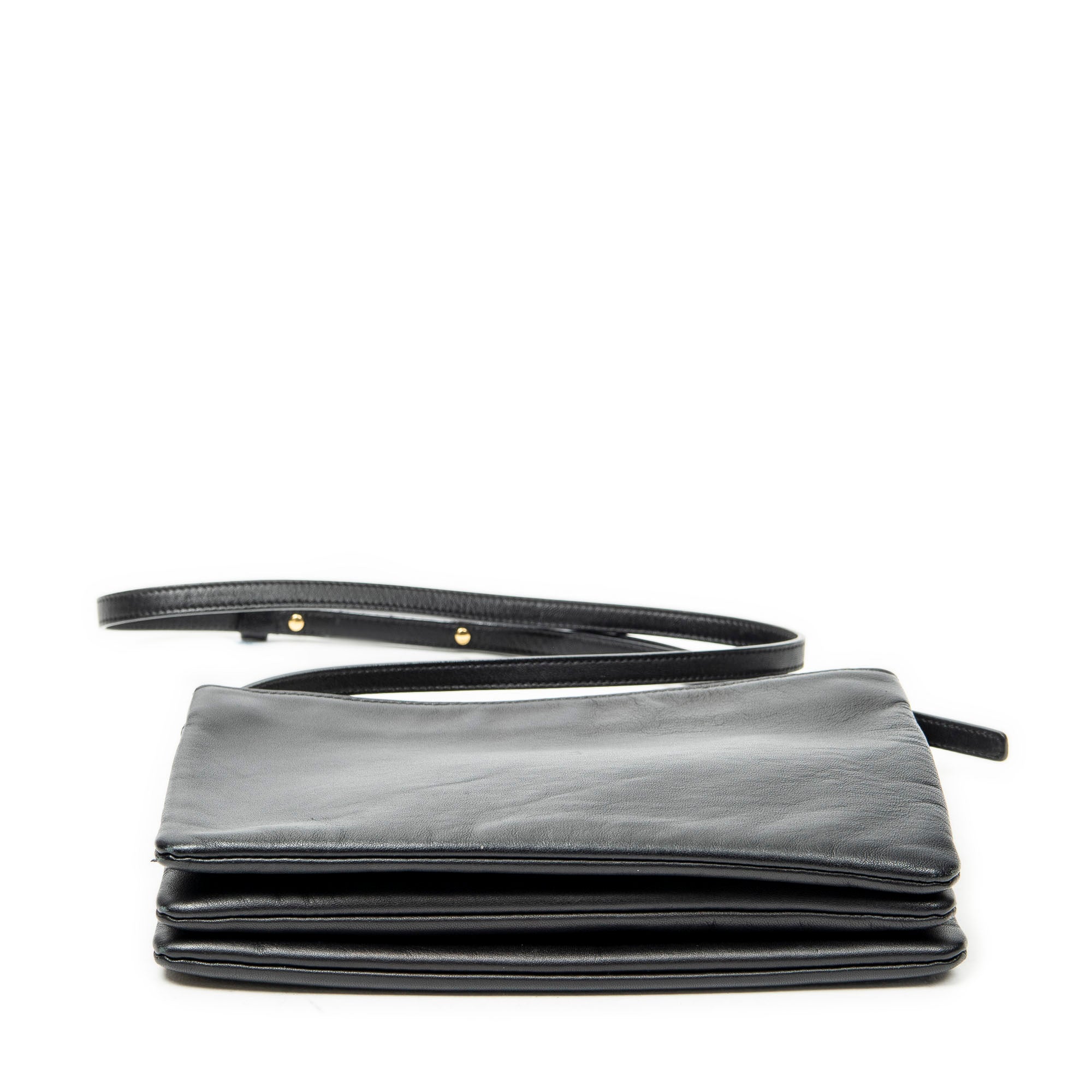 Shoulder Bag Large Trio Crossbody Black Calfskin Leather