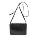 Shoulder Bag Small Trio Crossbody Black Calfskin Leather