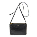 Shoulder Bag Small Trio Crossbody Black Calfskin Leather