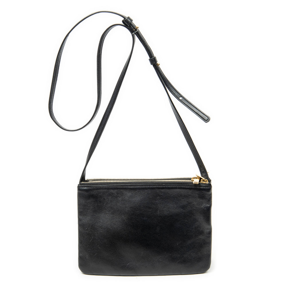 Shoulder Bag Small Trio Crossbody Black Calfskin Leather