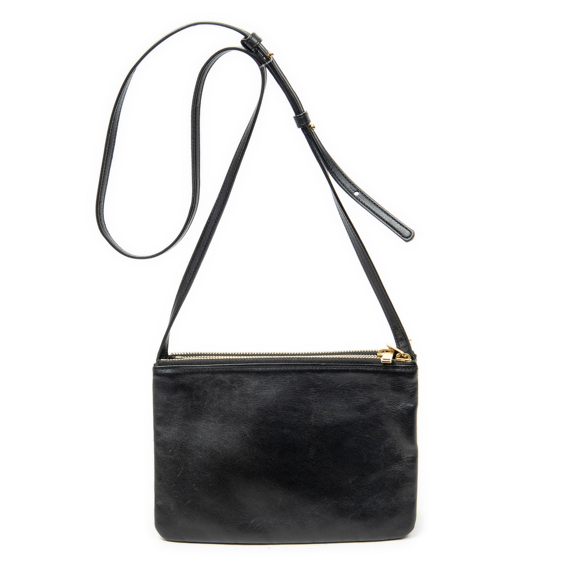 Shoulder Bag Small Trio Crossbody Black Calfskin Leather