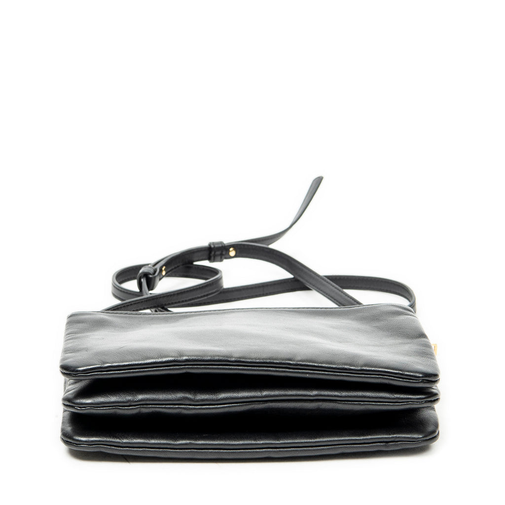 Shoulder Bag Small Trio Crossbody Black Calfskin Leather