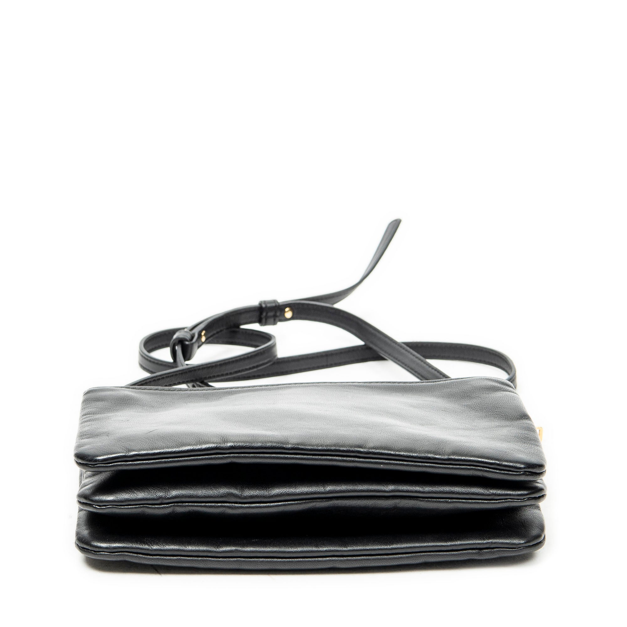 Shoulder Bag Small Trio Crossbody Black Calfskin Leather