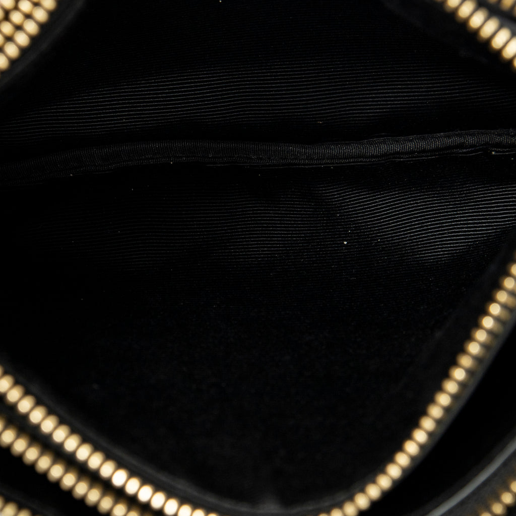 Shoulder Bag Small Trio Crossbody Black Calfskin Leather