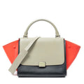 Shoulder Bag Small Tricolor Trapeze Taupe Smooth Calfskin Leather