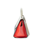 Shoulder Bag Small Tricolor Trapeze Taupe Smooth Calfskin Leather