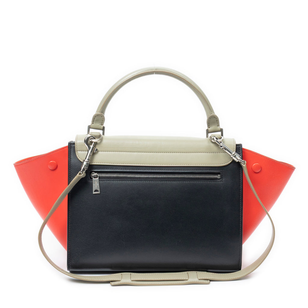 Shoulder Bag Small Tricolor Trapeze Taupe Smooth Calfskin Leather