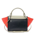 Shoulder Bag Small Tricolor Trapeze Taupe Smooth Calfskin Leather