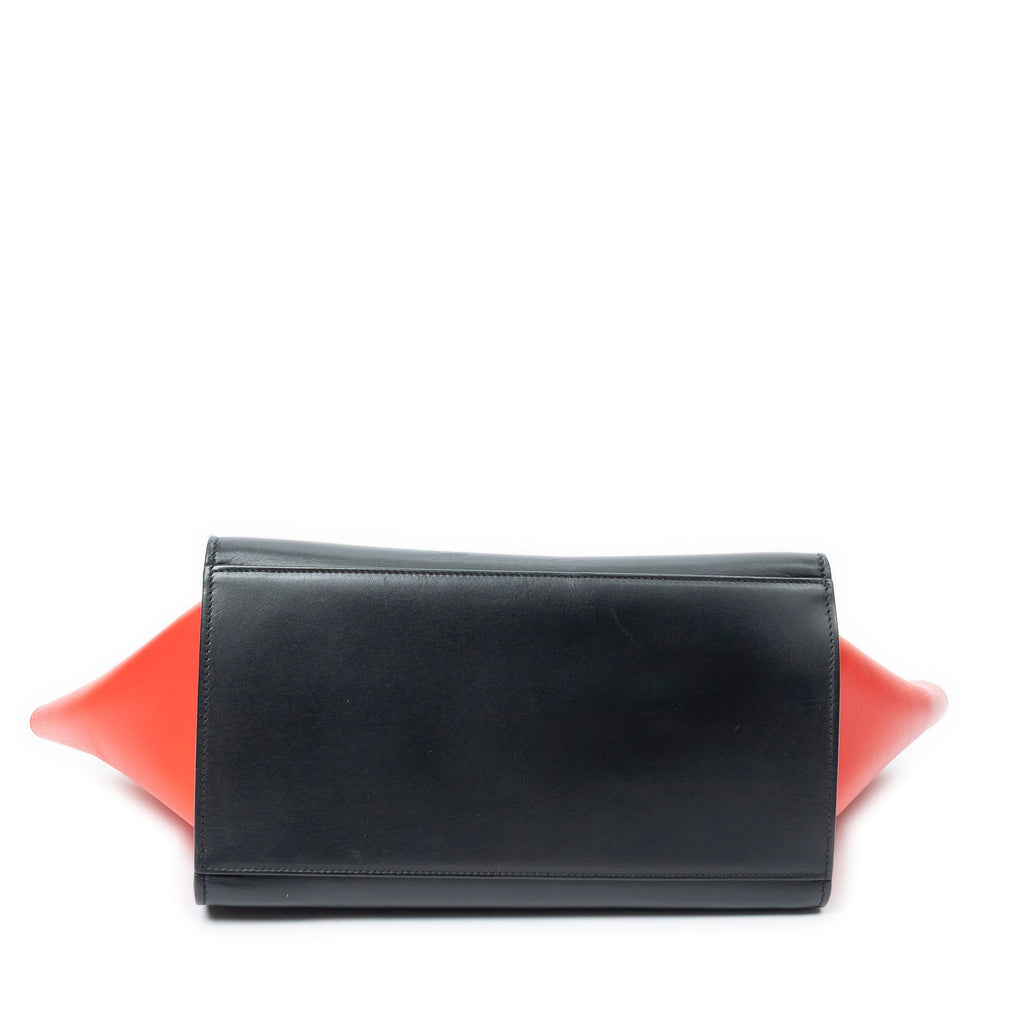 Shoulder Bag Small Tricolor Trapeze Taupe Smooth Calfskin Leather