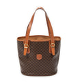 Shoulder Bag Bucket Tote Brown Macadam Coated Canvas