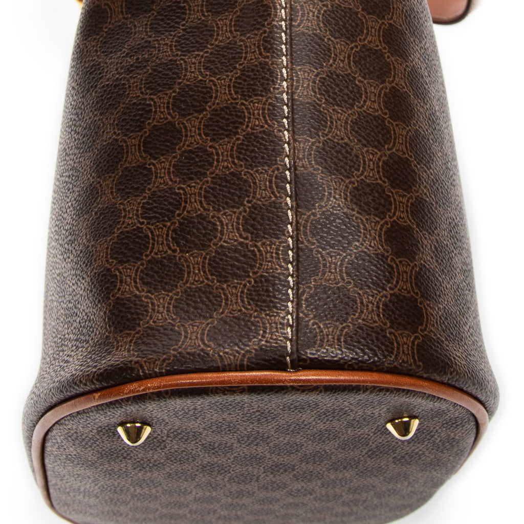 Shoulder Bag Bucket Tote Brown Macadam Coated Canvas