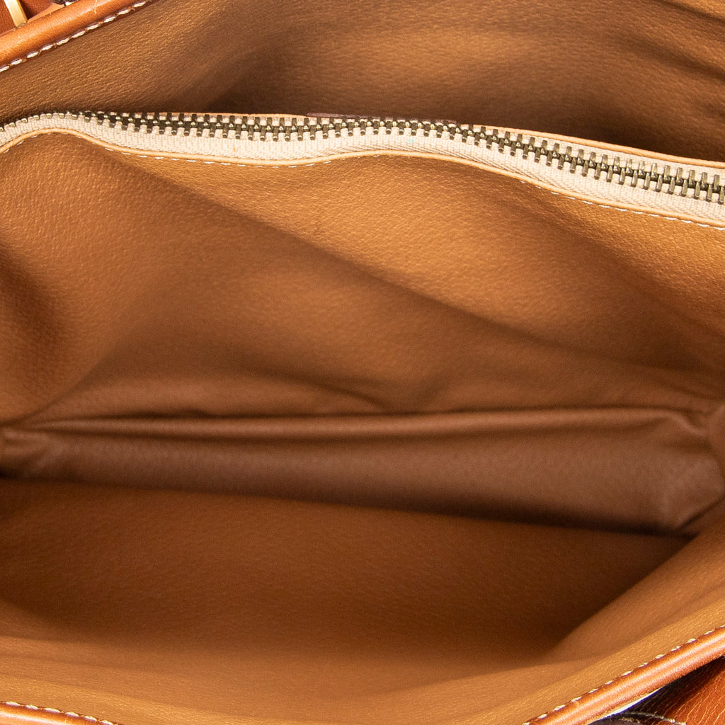Shoulder Bag Bucket Tote Brown Macadam Coated Canvas