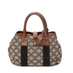 Handbag Buckle Top Handle Tote Brown Macadam Canvas