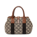 Handbag Buckle Top Handle Tote Brown Macadam Canvas