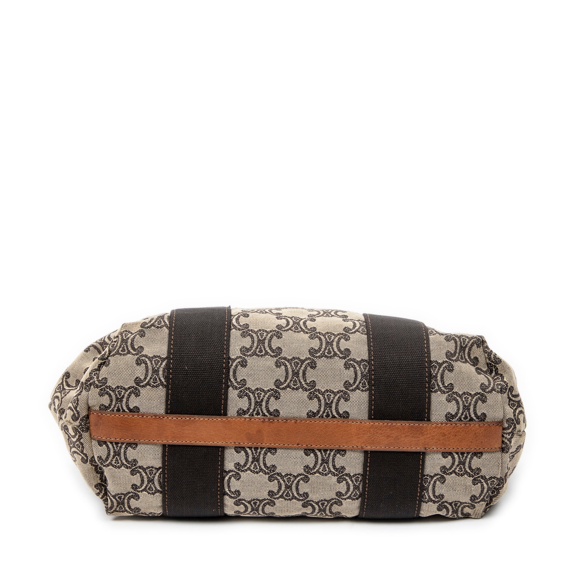 Handbag Buckle Top Handle Tote Brown Macadam Canvas