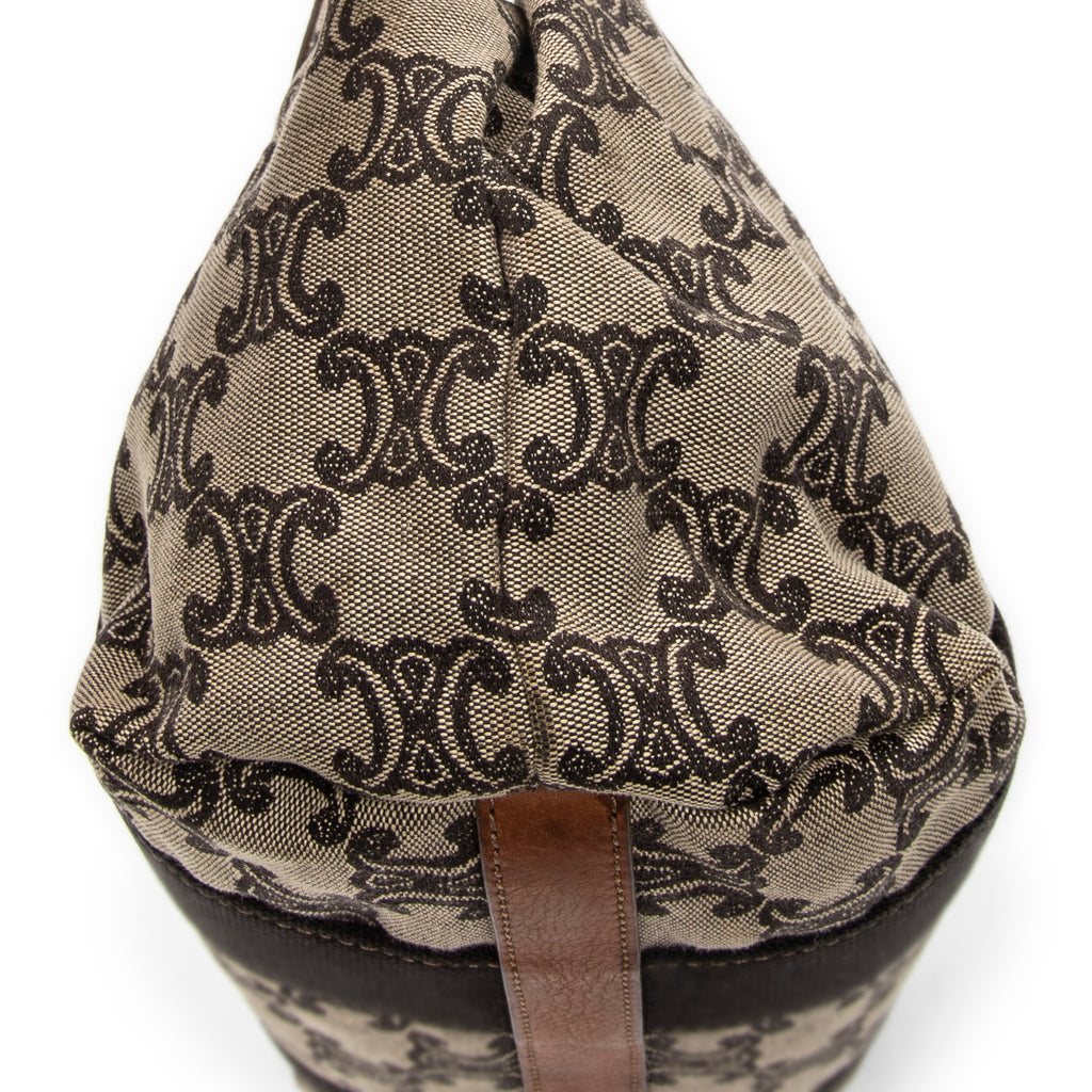 Handbag Buckle Top Handle Tote Brown Macadam Canvas