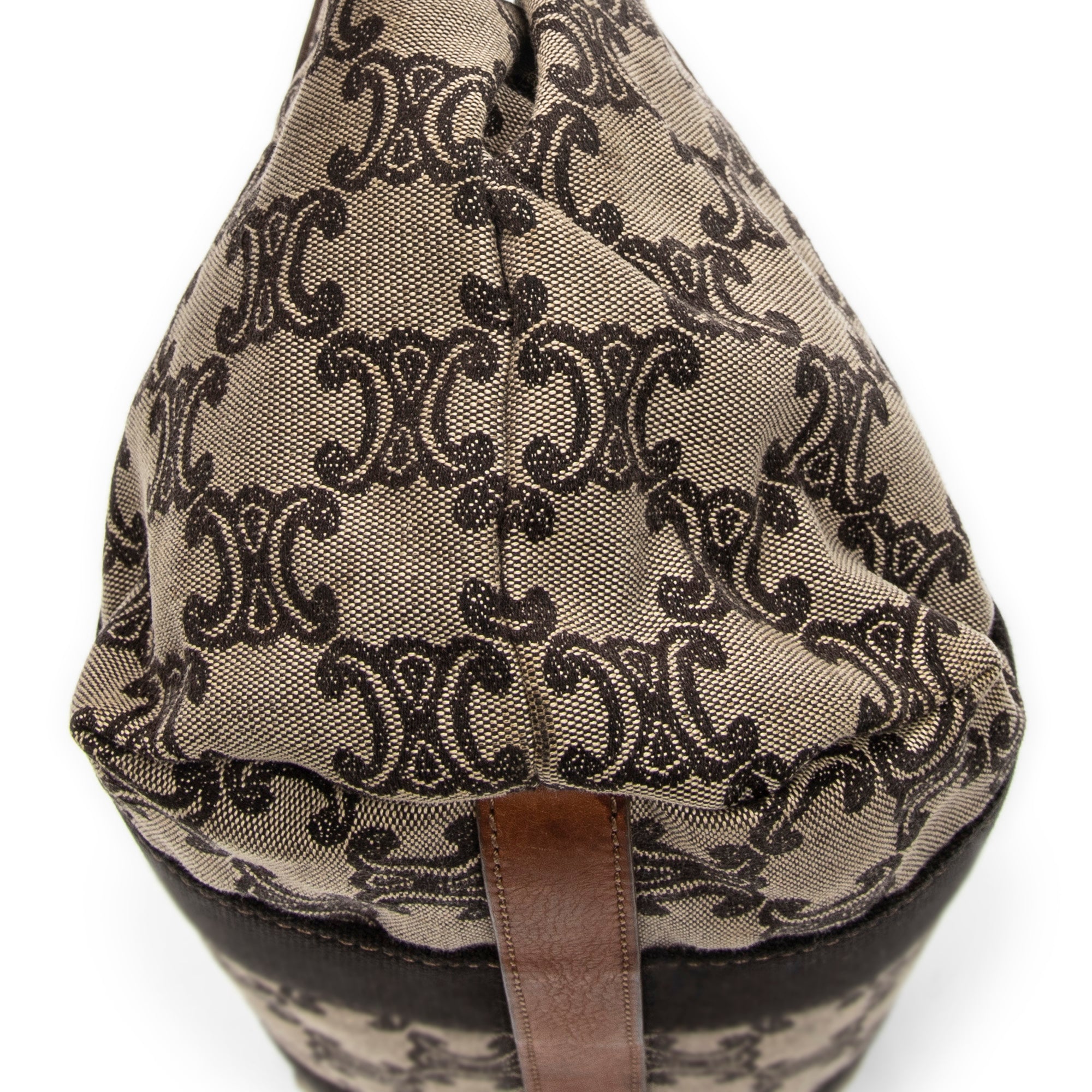 Handbag Buckle Top Handle Tote Brown Macadam Canvas