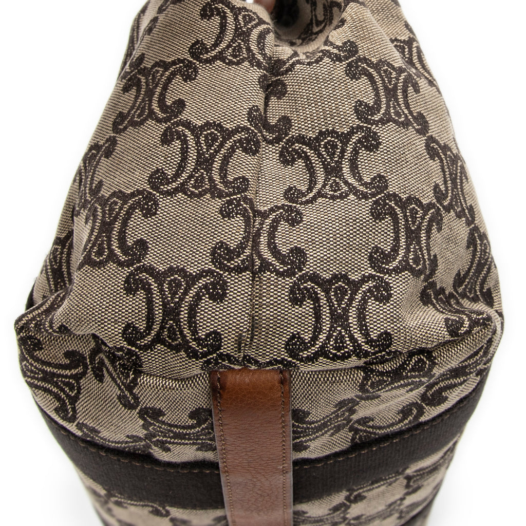 Handbag Buckle Top Handle Tote Brown Macadam Canvas