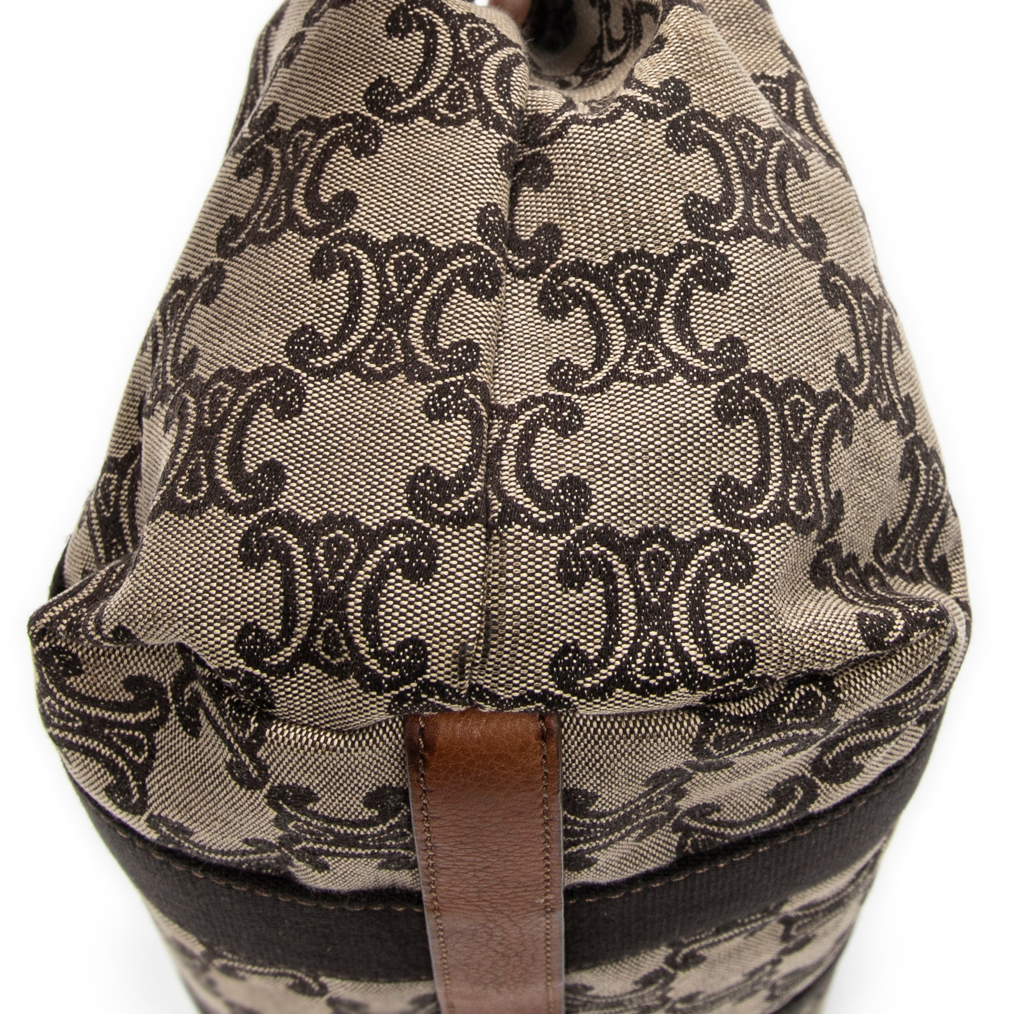Handbag Buckle Top Handle Tote Brown Macadam Canvas